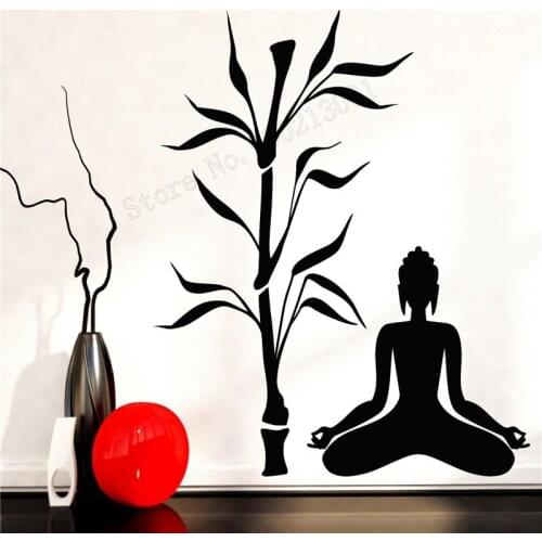 Art Wall Sticker Buddha Tree Blossom Decor Vinyl Art Removeable Poster Yoga Buddhism Meditation Relaxation Decoration LY216