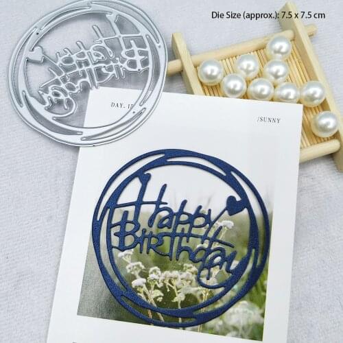 Happy Birthday Circular Greeting Card Metal Cut Die Box Decoration Scrapbook Paper Craft Knife Mold Blade Punch Stencils