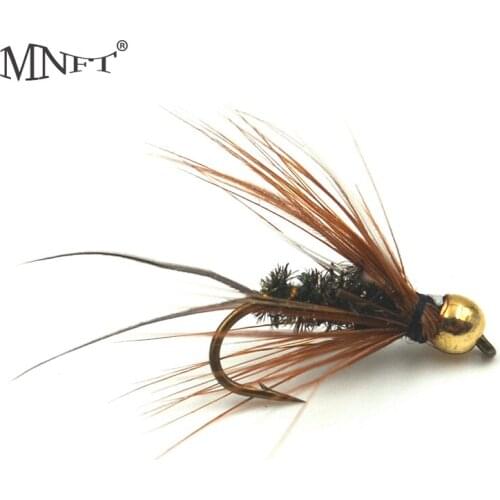 MNFT 10PCS Brass Golden head Trout Fishing Flies Wet Fly Bead Head Prince Nymph Lures With Crank Hook 10