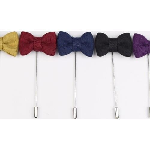 Fashion Boutonniere Bowtie Stick Lapel Tie Pin Brooch Badge Cloth Breastpin
