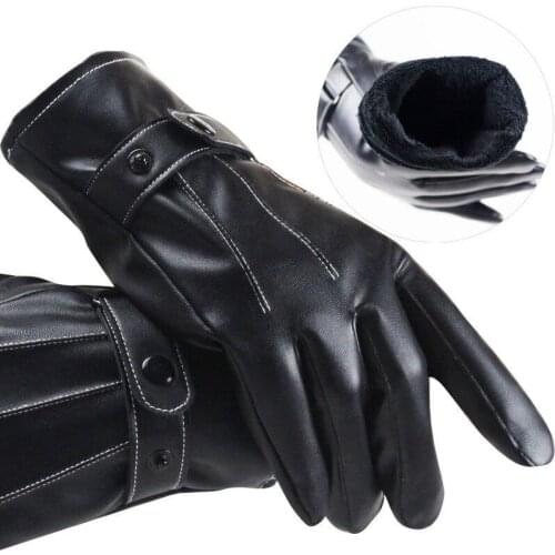Men Women Winter Warm PU Leather Ski Gloves Snowboard Gloves Winter Touch Screen Outdoor Sport Windproof Waterproof Glove