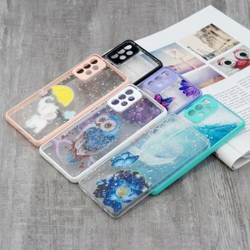 Soft Bumper Hard Acrylic Glitter Starry Sky Clear Shockproof Phone Case for Samsung Galaxy A72 5G Version Phone Shell Cover