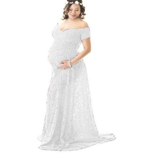 New Sexy Maternity Short sleeve Dresses For Photo Shoot Chiffon Pregnancy Dress Photography Prop Lace Dresses For Pregnant Women