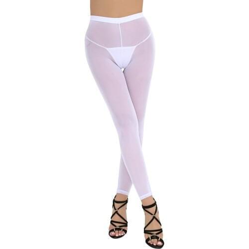 Sexy Womens See Through Stretchy Tights Long Leggings Pants Trousers Femme Footless Stockings Seamless Ice Silky Pantyhose