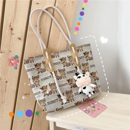 Bag For Women 2021 New Handbag Lovely Cartoon Cow Print Shoulder Bag Large-capacity Ladies Hand Bags Canvas Bag Tote Bolsa Mujer