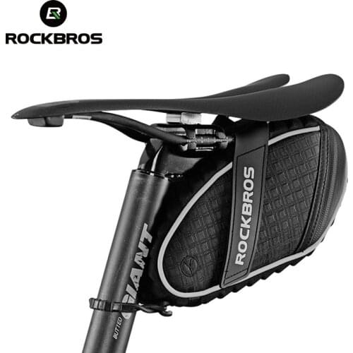ROCKBROS Black Bicycle Saddle Bag 3D Shell Rainproof Reflective Shockproof Cycling Rear Seatpost Bike Bag MTB Bike Accessories