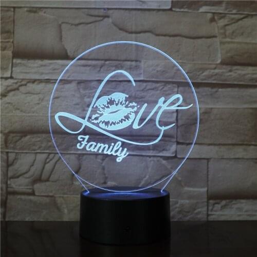 3D Lamp Love Family Logo for Christmas Decoration Dropship 2019 Hot Selling 7 Color with Remote Atmosphere Led Night Light Lamp