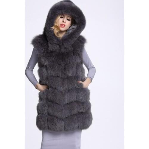 UPPIN 2017 Hot Winter Fur Vest Women Warm Thick Hooded Fox Fur Vest Plus Size S-4XL Faux Fur Coat Long Fur Vest
