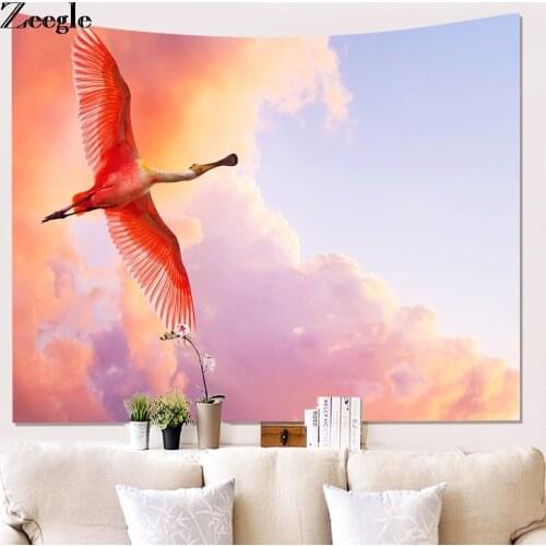 Zeegle Flamingo Pattern Tapestry Wall Hanging Decor Tapestry Boho Printed Bedspread Cover Yoga Mat Blanket Picnic Cloth