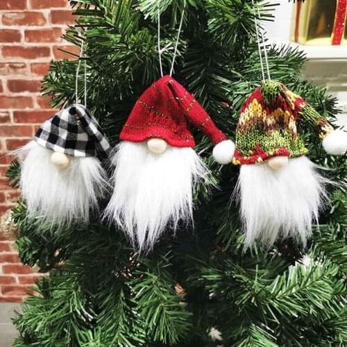1Pc Christmas Gnome Wine Bottle Cover Santa Hat Doll Ornaments Xmas Tree Hanging Decor