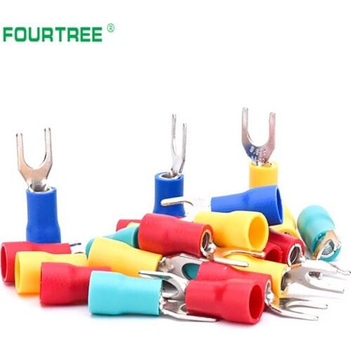 1000pcs/Bag SV Crimp Terminal Fork Spade Connector Kit Wire Copper Connection Insulated Cord Pin End Cable Lug SV1.25-3/4/5/6