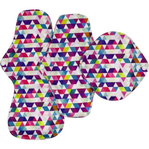 3pcs/set cloth reusable menstrual pads with organic bamboo terry inner, health feminine hygiene product