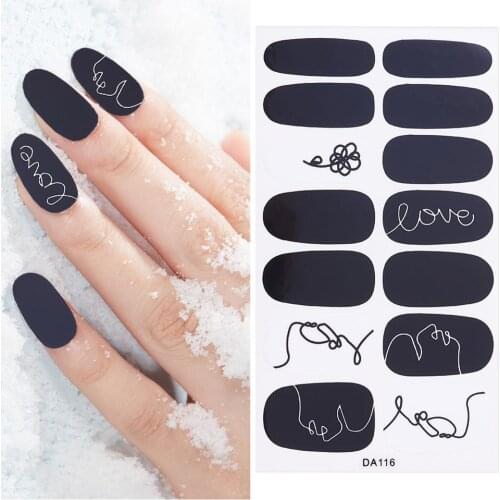 ENDRRFLLA 1pc/12tips 3D Waterproof Nail Sticker False Nail Decoration Sticker Girl Heart Finger Cosmetics Nail art