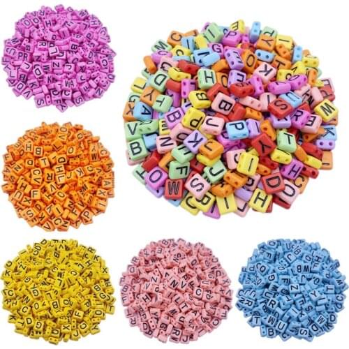 40Pcs 9*8mm Double Hole Square Letter Beads DIY Jewelry Sewing Making Finding Clothing Accessories Name Customization