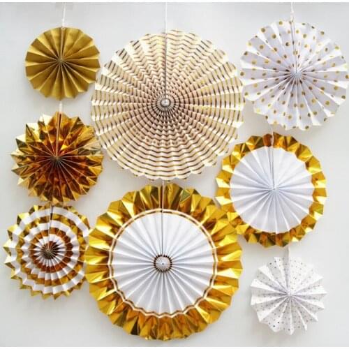 6pcs/set Colorful Round Paper Fans Handmade Paper Flower Birthday Kids Party Decorations Festive Supplies Event Home Wall Decor