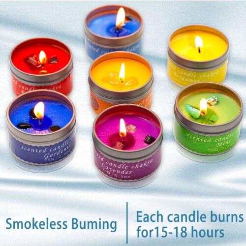 7 Chakra Candles Scented Candle Soy Wax with Tin Can Christmas Decoration Party Decor Natural Wax Handmade 7PCS Candles