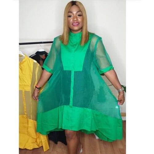 African Dashiki New style womens Fashion Organza material see-through loose shirt dress free size