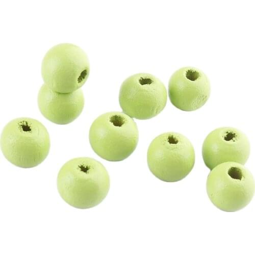 Natural Green 9mm wood bead Round Ball Wood Loose Spacer Beads For DIY Jewelry Necklace Making Accessories Handmade Craft