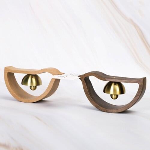 Original [Qingniao] table top solid wood wind chime Solid wood brass bell Handmade solid wood brass bird style wind chime music