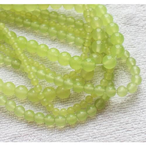 Smooth 4-14mm Light Green Jades Round DIY Jewelry Making Loose Beads 15"