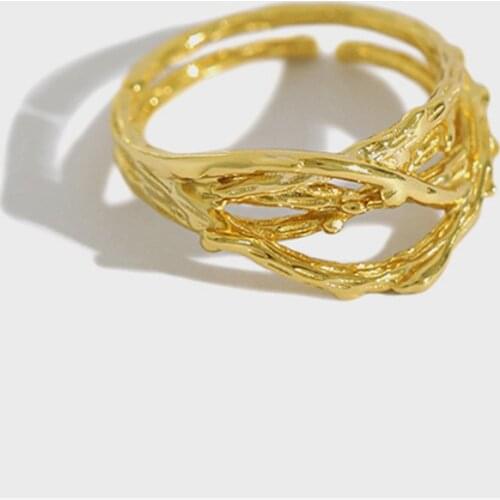 HI MAN 925 Sterling Siver Korean INS Irregular Texture Ring Women Fashion Temperament Birthday Gift Jewelry