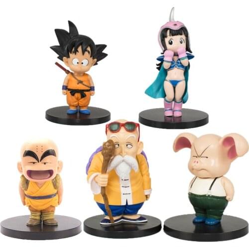 Dragon Ball Goku Kuririn Kame Sennin Master Roshi Chi-Chi Oolong Action FigureQ Version Model Doll PVC Toy Car Ornaments