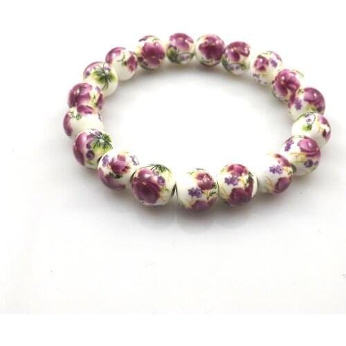 Chinese Traditional Flower Porcelain Bracelet 10mm Ceramic Beaded Bracelet 12pcs/lot Free Shipping
