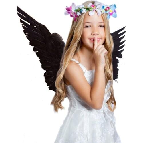Adult Costume Outfit Fotografia Accessories Kids Baby Girl Photography Props White Black Fairy Angel Feather Wings Party Decor