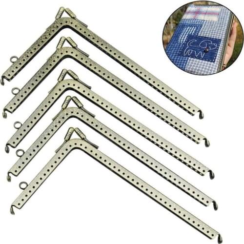 MIUSIE 12.5 14.5 16.5 18.5 cm L shape Embossed Bronze Right Angle Coins Purse Frames Metal Kiss Clasp Bags Accessory For Sewing