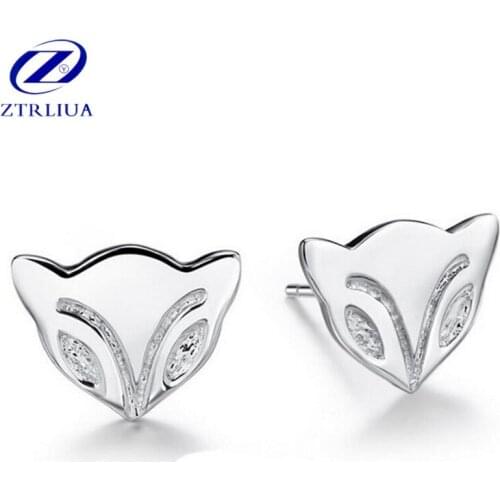 Personality Sweet Cute Animal 925 Sterling Silver Jewelry Fashion Fox Hear Popular Wholesale Earrings SE82