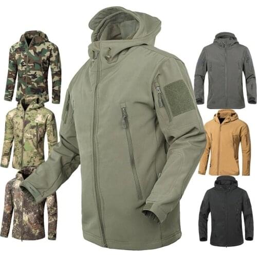 Mens Army Hunting Tactical Clothes Military Tactical Jackets Camouflage Waterproof Softshell Hoody Hiking Camping Jacket Coat