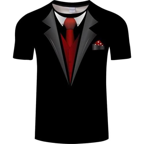 2021 Summer new suit fake two-piece T-shirt mens summer 3D printing casual 3D T-shirt tops T-shirt oversized kids XXS-6XL