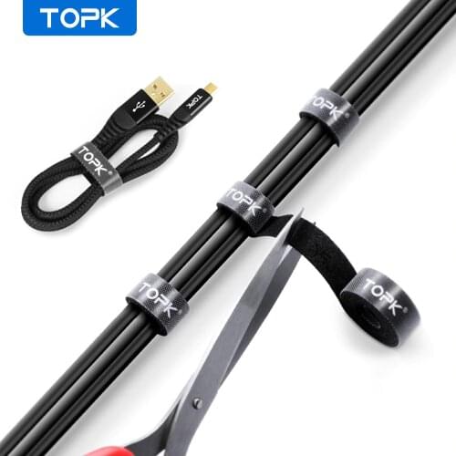 TOPK Cable Organizer USB Cable Management Mouse Wire Holder Earphone Winder Clip Cord HDMI Cable Protector for iPhone Samsung