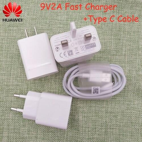 Original Huawei 18W Fast Charger EU/US/UK Plug Charging Adapter 1M Usb Type C Cable For Mate 9 10 Pro Honor V8 V9 30S Nova 2S 4E
