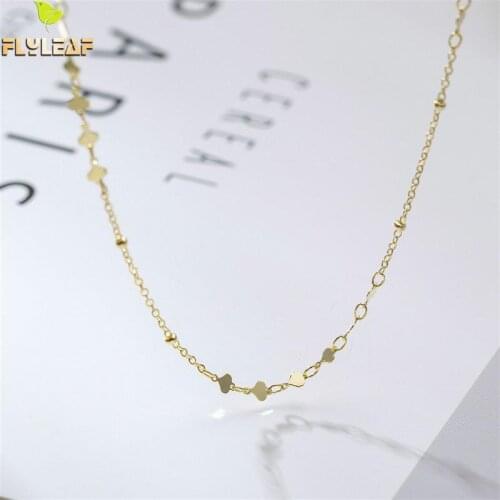 Flyleaf 925 Sterling Silver Choker Necklace Women Peach Heart Sequins Fashion Fine Jewelry Simple Gold Necklaces High Quality