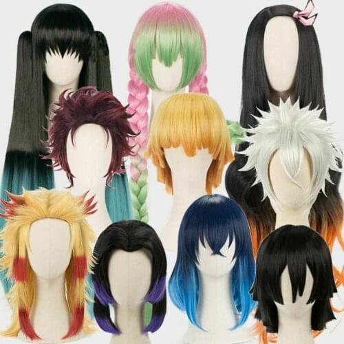 Demon Slayer: Kimetsu No Yaiba Agatsuma Zenitsu Kochou Shinobu Cosplay Hair Wig 12Styles New 2021