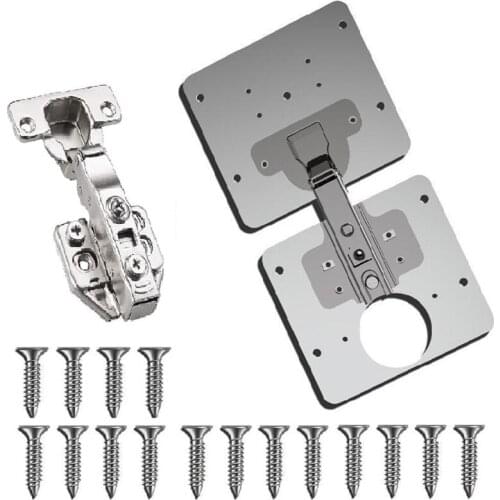 Stainless Steel Cabinet Hinge Repair Plate W/ 1 Hinge Repair Plate 16 Screws 1 Solid Hinge for Cabinet Furniture Drawer