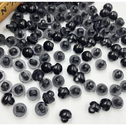 50/100pcs 8mm Acrylic Mushroom Black Shank Buttons Plastic Decorative Button Negro DIY Sewing Eye For Dolls Toy Eyes P254