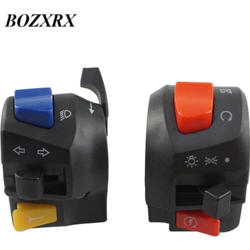 BOZXRX 7/8"22mm Motorcycle Handle Bar Switches Horn Turn Signal Headlight Fog Light Electric Start Handlebar Controller Switch
