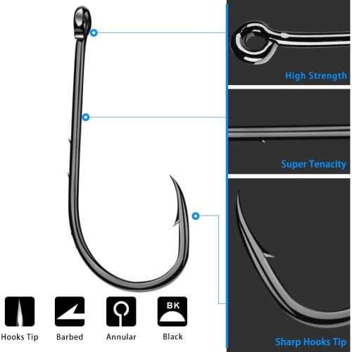 50PCS/Bag Fishing Hook Carbon Steel Wide Crank Offset Fish Hook For Soft Lure 6/0#-6# Artificial High-carbon steel Fishing Hook
