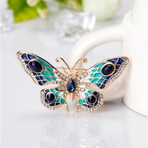 Blue Butterfly Crystal Brooches Women Girls Animal Fashion Jewelry for Women Accessories Brooch Pins