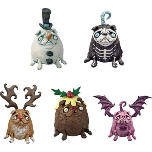 Halloween Zombie Pumpkin Dog Figurines Garden Statues Resin Skull Puppy Ornaments Creative Bulldog Miniature Sculptures