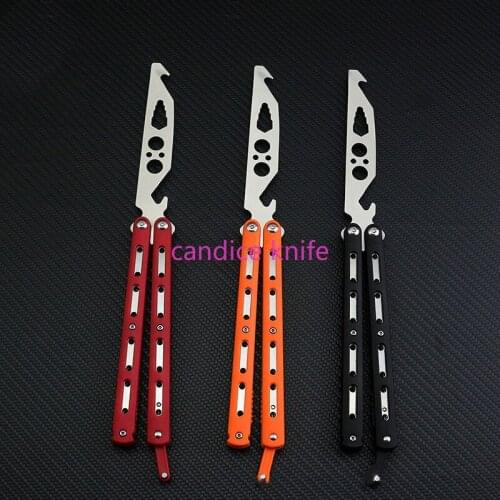 3 Colors Trainer Butterfly Knife Hunting Pocket Knife EDC Multi Tools Bottle Opener Screw Driver Rope Cutter Free-swinging Knife