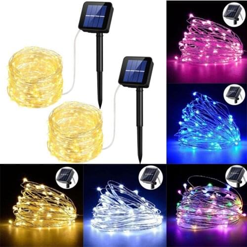 Outdoor Waterproof Solar 8 Functions Led Copper Wire Fairy String Light Chritstmas Holiday Wedding Decoration Navidad Home Decor