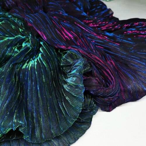 On Sale Cosplay Magic Party Dress Fabric Glossy Shiny Crushed Skirt Gown Soft DIY Craft Material