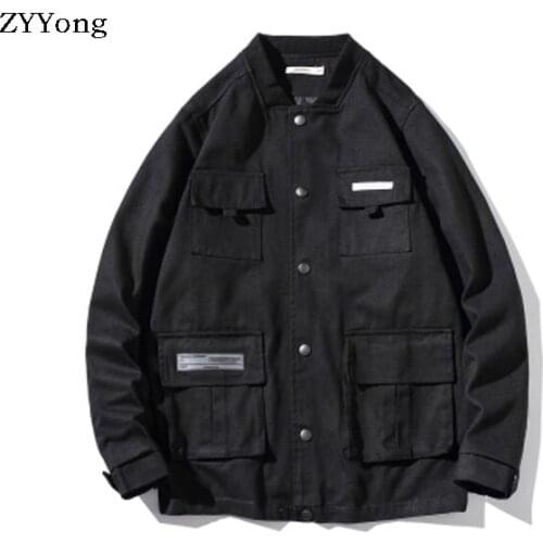 2020 spring new original cement wall large size mens trend tooling jacket baseball collar jacket