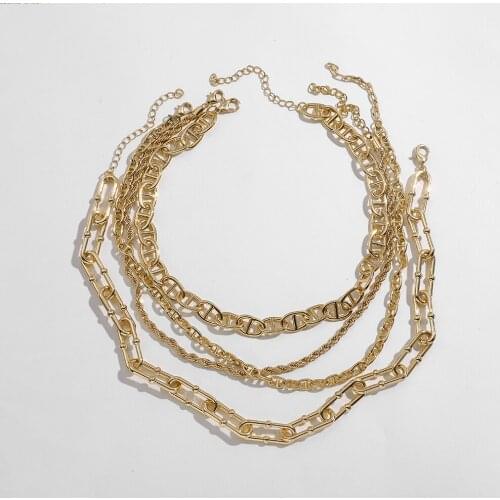 2020 New Punk Gold Twisted Chain Long Necklace for Women Fashion Chunky Thick Link Chains Statement Choker Necklace Accessories