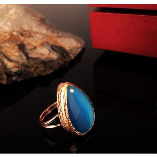 Dr Stone Natural Stone Women 'S Cat 'S Eye Stone Rose Gold Plated Ring XK 372884566