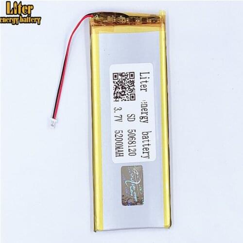 1.0MM 2pin connector 5068120 5070120 3.7V 5200mah Tablet PC lipo batteries e-books GPS PDA Battery