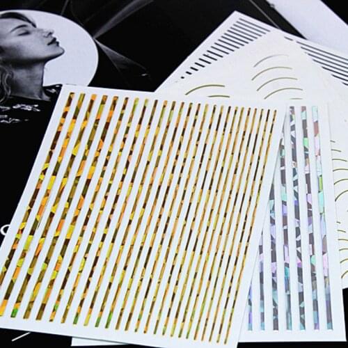 1 Pc Nail Strip Stickers Black Gold Rose Gold Silver Metal Strip Tape Nail Art Adhesive DIY Foil Tips Nail Sticker Decals